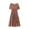 Plus Size Women's Summer New Vintage Style Floral Short Sleeved High Waisted Slimming Dress