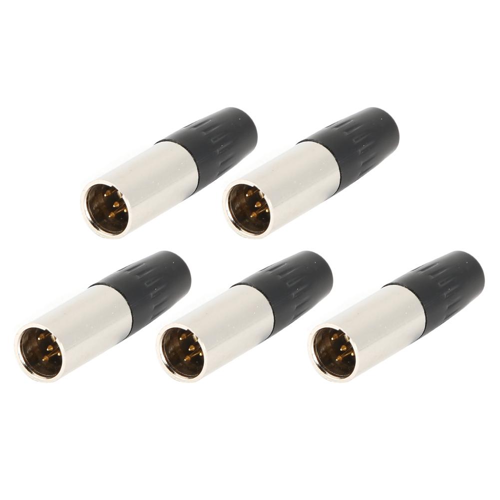 5pcs 4Pin XLR Connector Mini Male Microphone Cable Adapter MIC Audio Plug