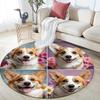 Corgi Dogs Round Area Rug,Carpet Rug for Living Room Bedroom Sofa Playroom Decor,Non-slip Floor Mat