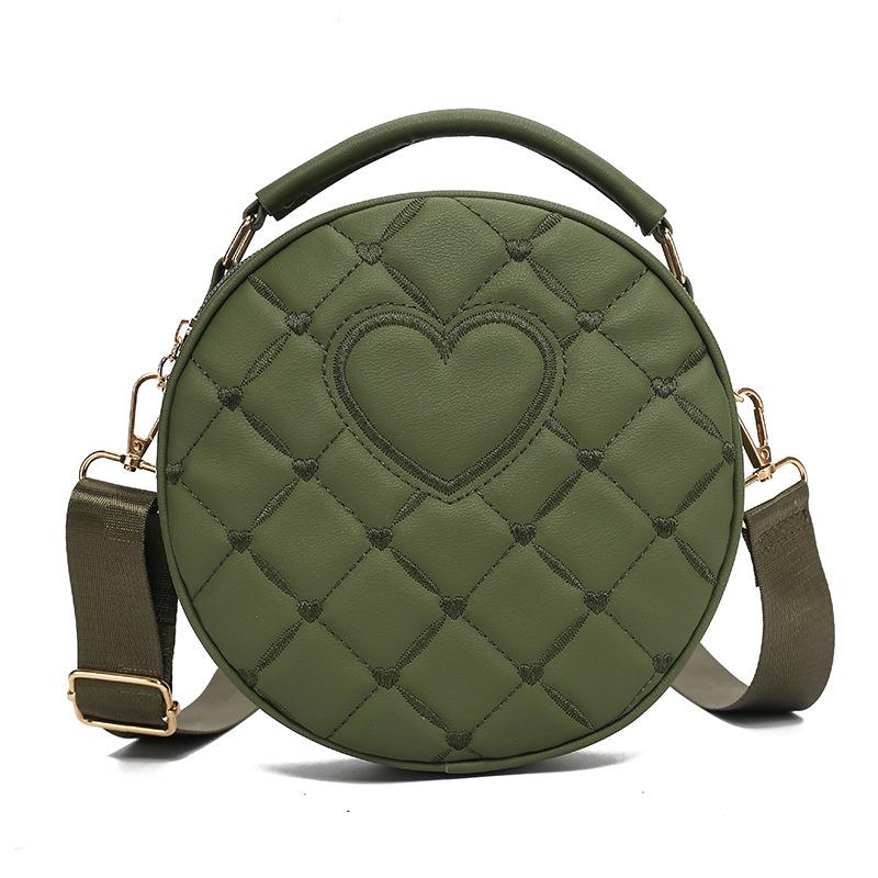 New Summer Round PU Leather Shoulder Bag Niche Design Love Women's Bag Versatile Simple Crossbody Women's Bag