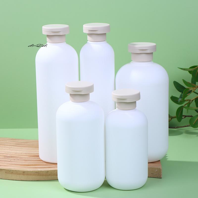 White Plastic Travel Shampoo Squeeze Bottles Refillable Containers with Flip Cap for Lotion Cream Shower Gel Foam Pump Bottles