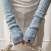 ouie wool blend cable long warmer baby blue OU1434