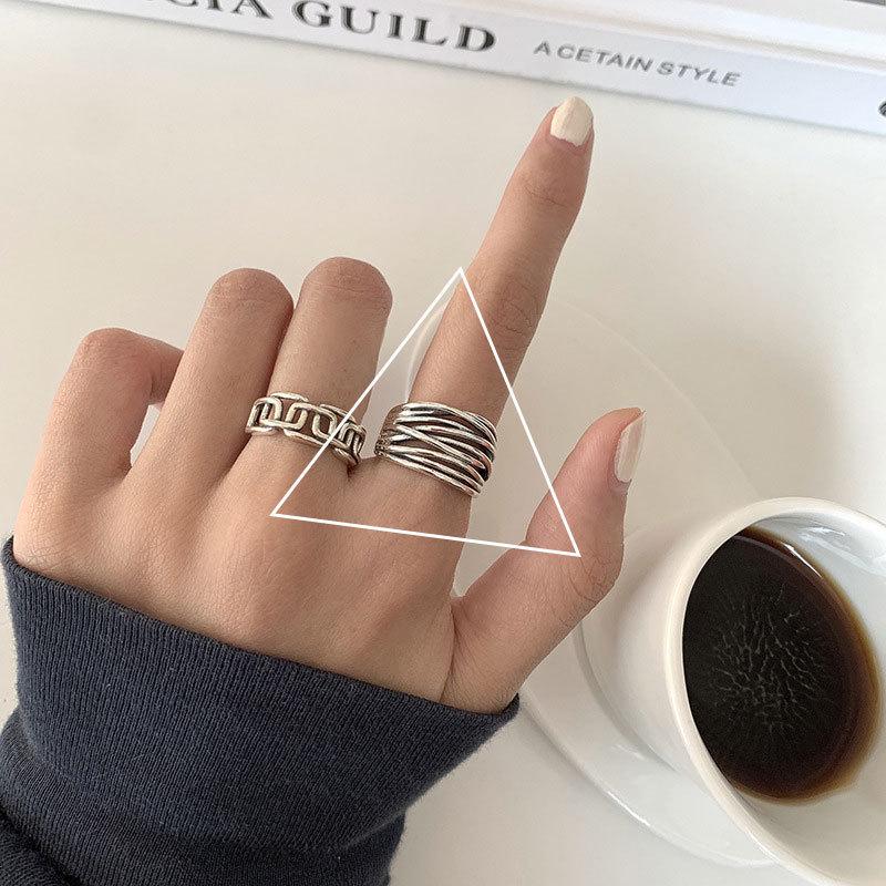 Korean Style S925 Silver Plated Geometric Open Finger Ring - Women's Vintage Hip Hop Jewelry for Index or Pinky Finger.