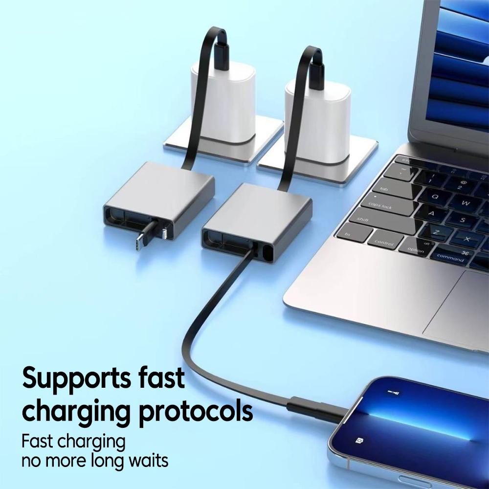 66w USB C Cable Type-C to Type-C Fast Charging Data Retractable Transfer Cable For iPhone 17/16/15 Xiaomi Huawei Samsung Phones