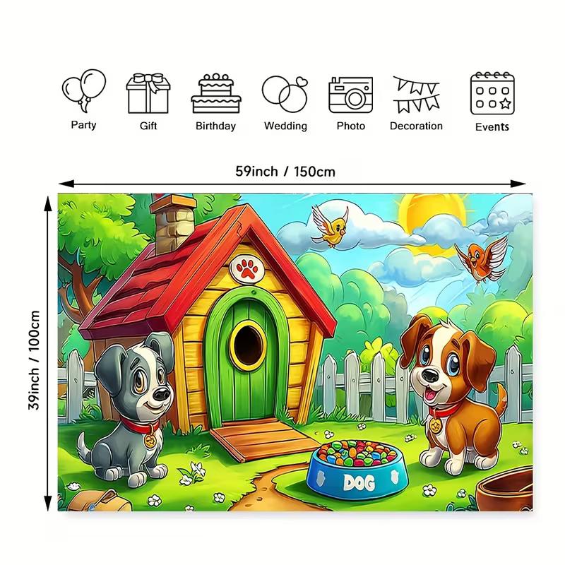 2D Cute Cats Birthday Tapestry with Party Hats, Cake and Colorful Balloons Wall Decor