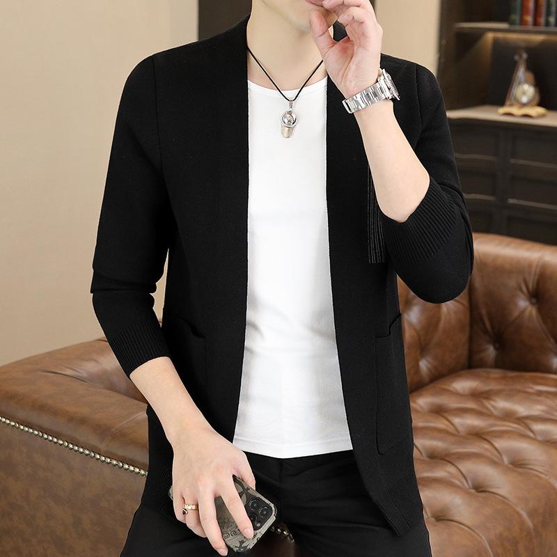 

Горячая распродажа, Мужской вязаный свитер Кардиган Свитер Куртка ins Тренд Свитер Свитер Мужская одежда 190 чёрный