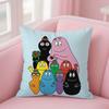 Cartoon Barbapapa Pillow Case Square Double-Sided Printing Short Plush Sofa Cushion Cover Bedroom Bedside Pillow