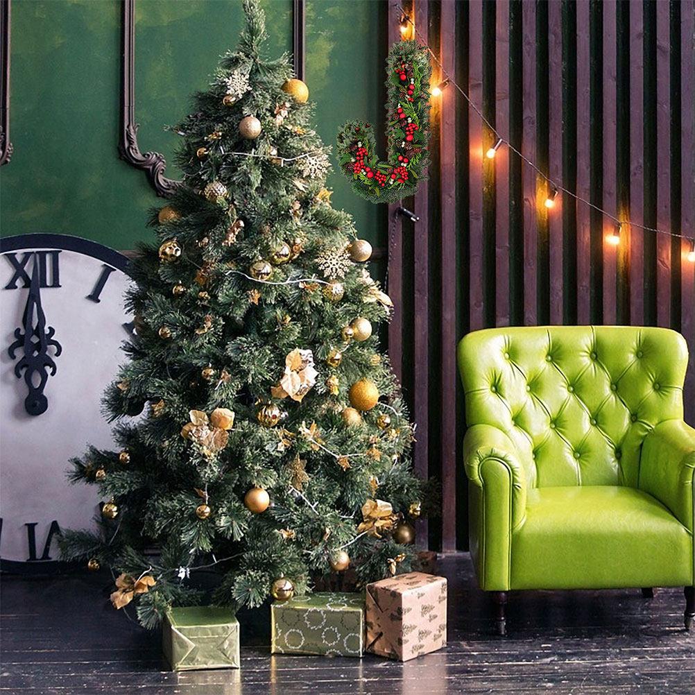 2Pcs J-Shaped Candy Cane Wreath Frame Iron Metal DIY Christmas Wreath Ring for Indoor Outdoor Decor Holiday Party Crafting