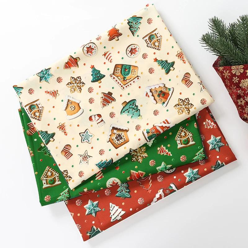 0.5m/1m/5m Gingerbread Man Print Christmas Style Fabric For Sewing Tablecloths Sofa Pillowcase Christmas Decoration DIY Fabrics