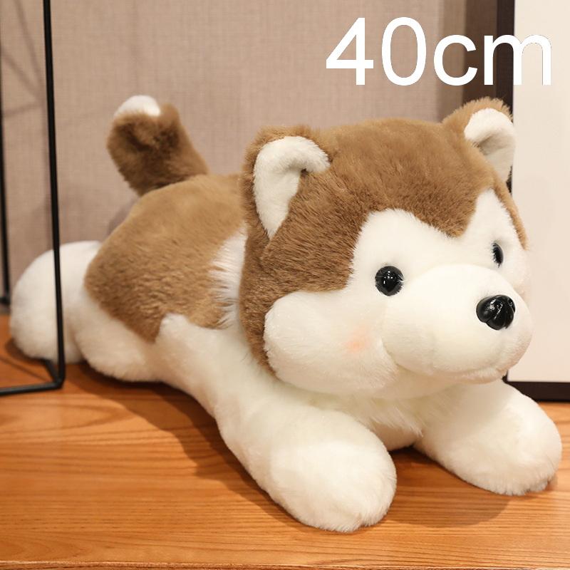 1 Piece 30/40Cm Stuffed Animal Soft Kawaii Lying Brown Pet Puppy Pillow Doll Toys Cute Husky Dog Plush Toy For Xmas Gift