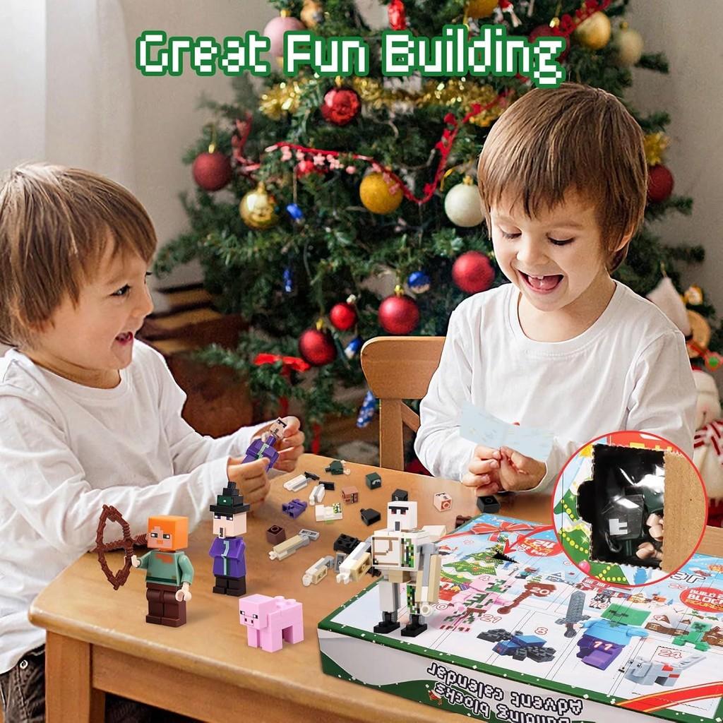 Farbenfrohes Weihnachts-Themen-Baustein-Puppenset Perfekt für Feiertagsfeiern und festliche Dekoration