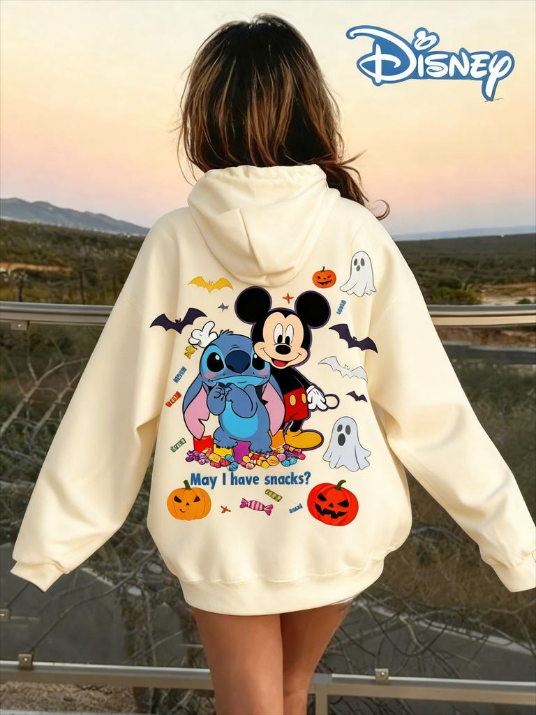Disney Eltern-Kind-Outfits Mickey und Stitch Halloween Kürbis Mehrfarbig Verfügbar Hoodies für Herbst und Winter Geschenke