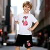 Boys 2 Piece Cartoon Lion Print Outfit, Short Sleeve T-Shirt and Shorts Set for Kids Age 5-14, Black and White Sporty Casual Summer Clothes