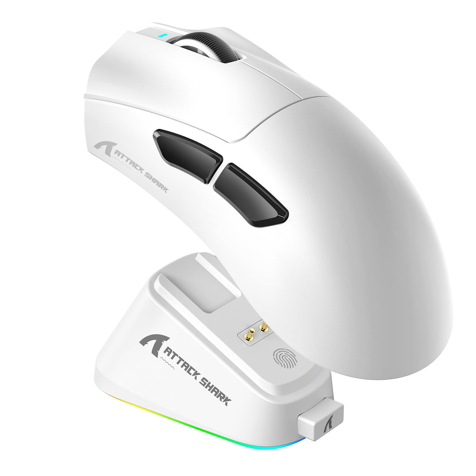 

ATTACK SHARK V3PRO Gaming 65g PAW3311 BK52820 Curved RGB Magnetic Charging Ergonomic 25000 50 Precision 100 Large Palm 1000Hz Polling 500mAh Mouse, білий