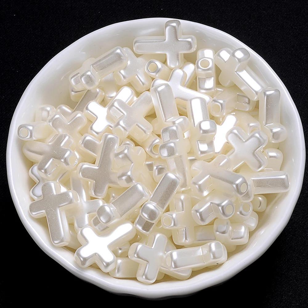 60pcs White Cross Loose Spacer Beads Handmade Bracelet Necklace Accessories  Necklace
