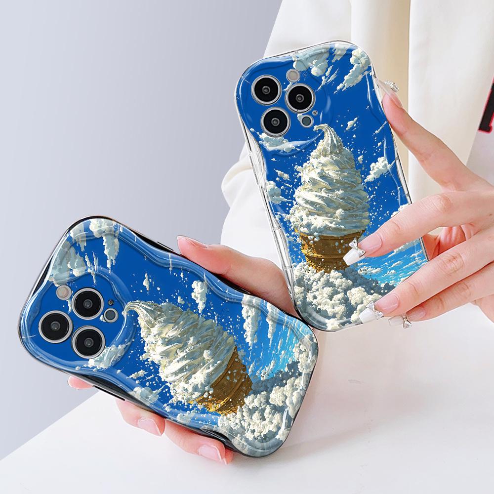 Cute Cartoon Pattern Cream Texture Casing Wavy Edge Soft Silicone Cover Phone Case for Vivo