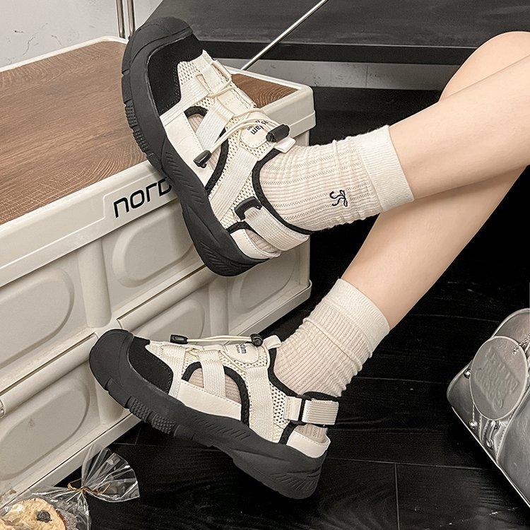 Sports sandals women's 2025 new summer outer wear hollow breathable outdoor hiking shoes thick-soled non-slip creek shoes