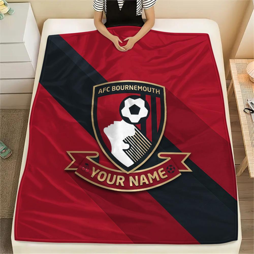 Custom Name AFC Bournemouth Flannel Blanket, High quality Comfortable for All Seasons, Home Decor, Warmth and Comfort
