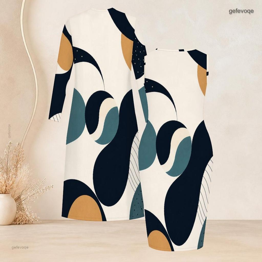Women Plus Size Two Piece Set Long Sleeve Open Front Cardigan Sleeveless Bodycon Dress Black White Floral Printed