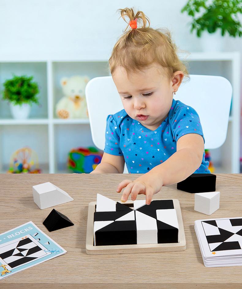 Puzzle Lemnos 3D Montessori Puzzle Forme Geometrice Blocuri de Construcție Copii Educativ Antrenament Gândire Logică Cadou Copii