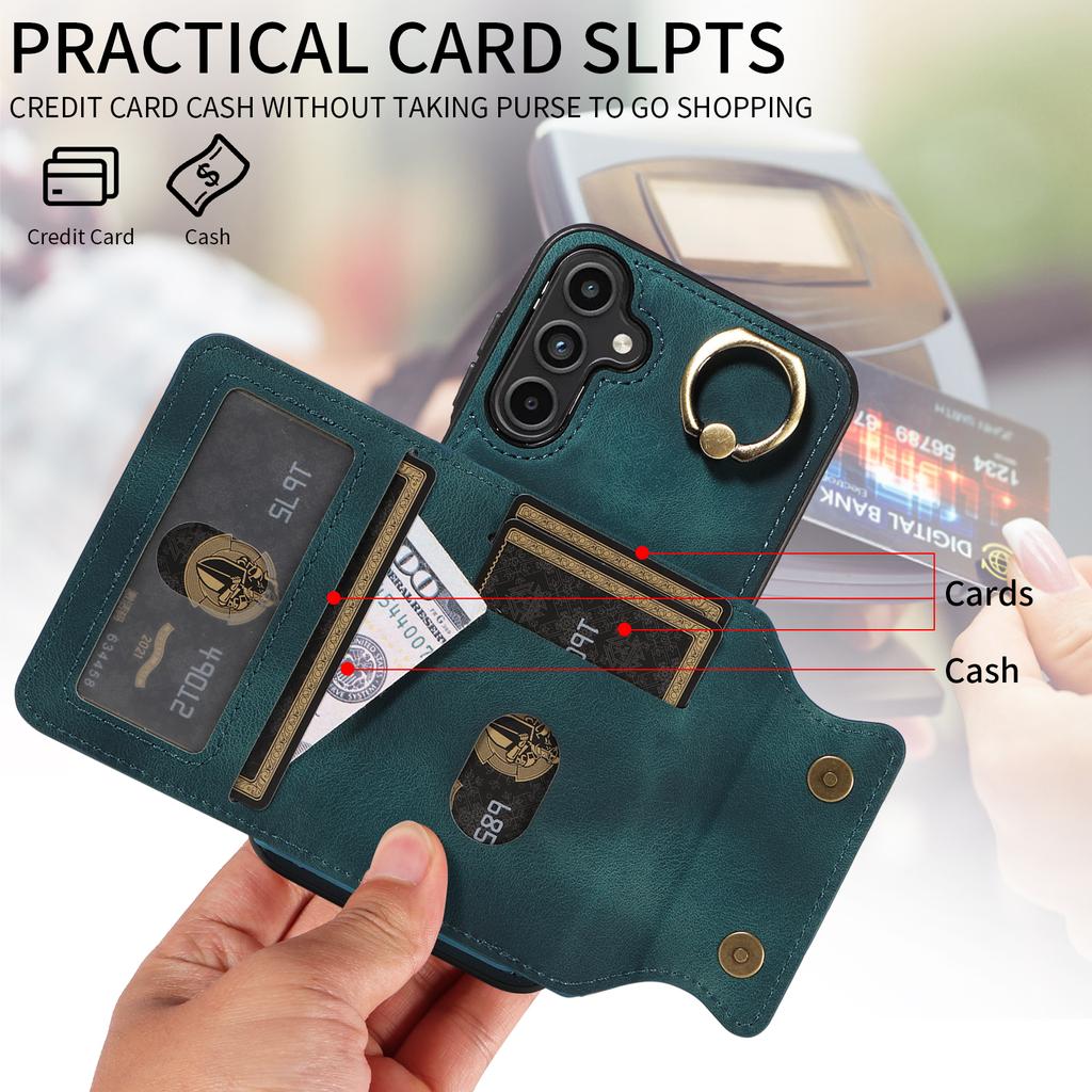 For Samsung Galaxy A15 (4G),Samsung Galaxy A15 5G Ring Bracket Card Holder Slots Cover Phone Case