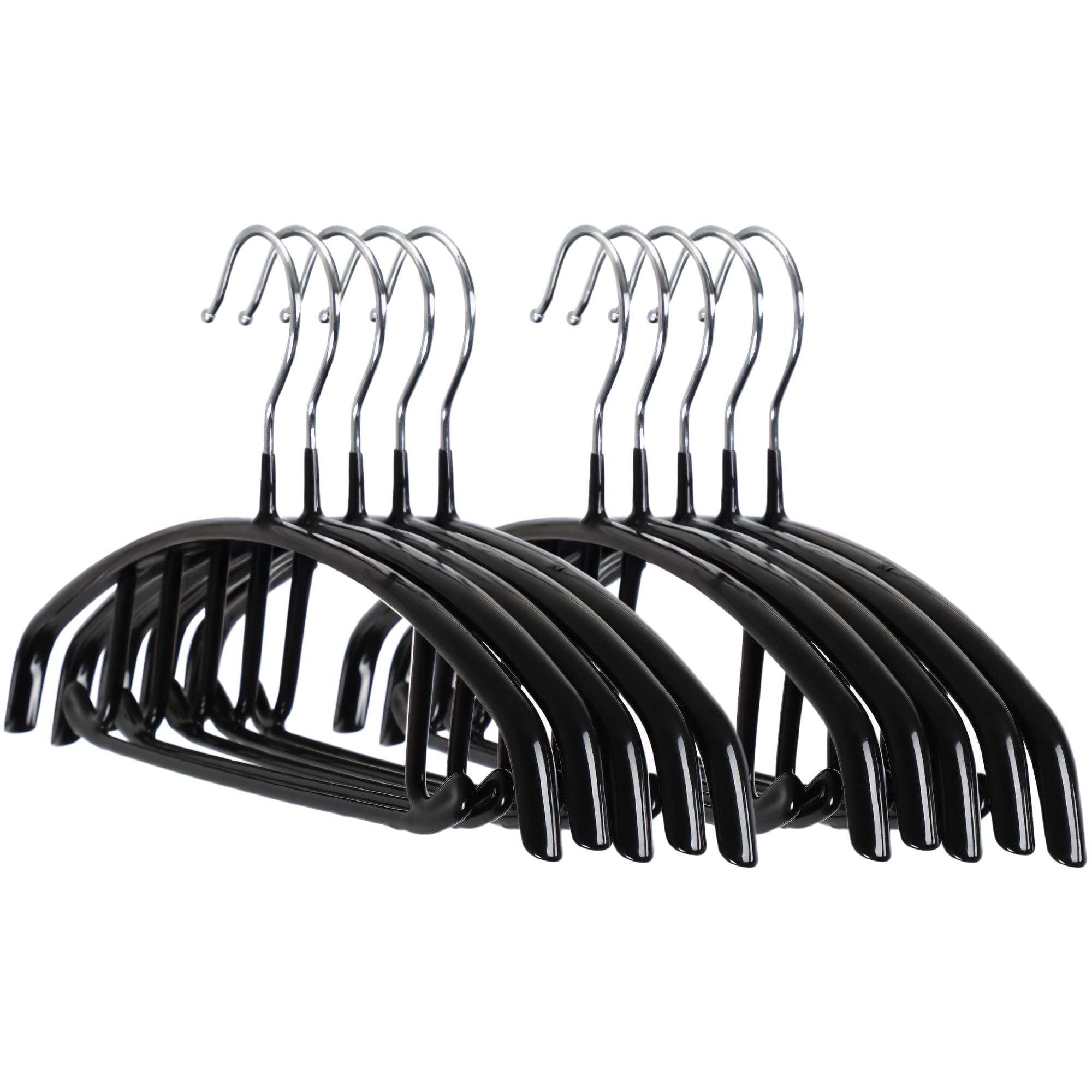 

Hangers Shape to Avoid Shoulder with Simple Suitable for Hanging Set of Black [Expo Brand] Children s [Arched Marks] Non-Slip Backing, Design,