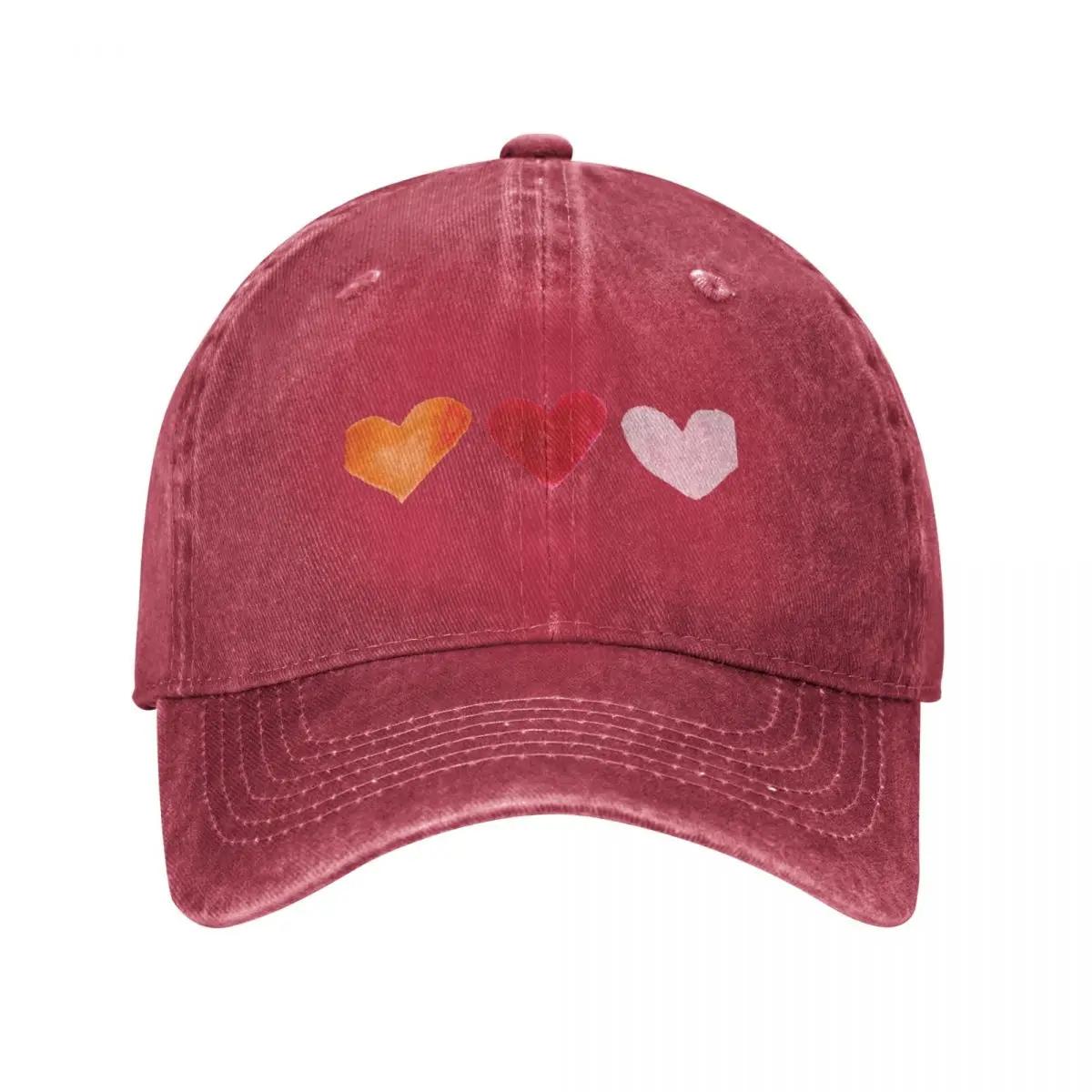 Warm pink and orange heart print Baseball Cap hard hat Christmas Hat Beach Bag Horse Hat Unisexs Baseball Womens