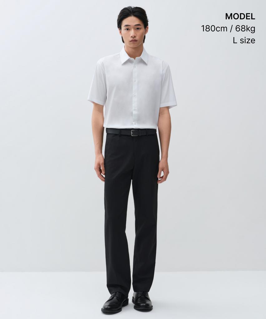 MUSINSA STANDARD Basic Short Sleeve Dress Shirt [White]