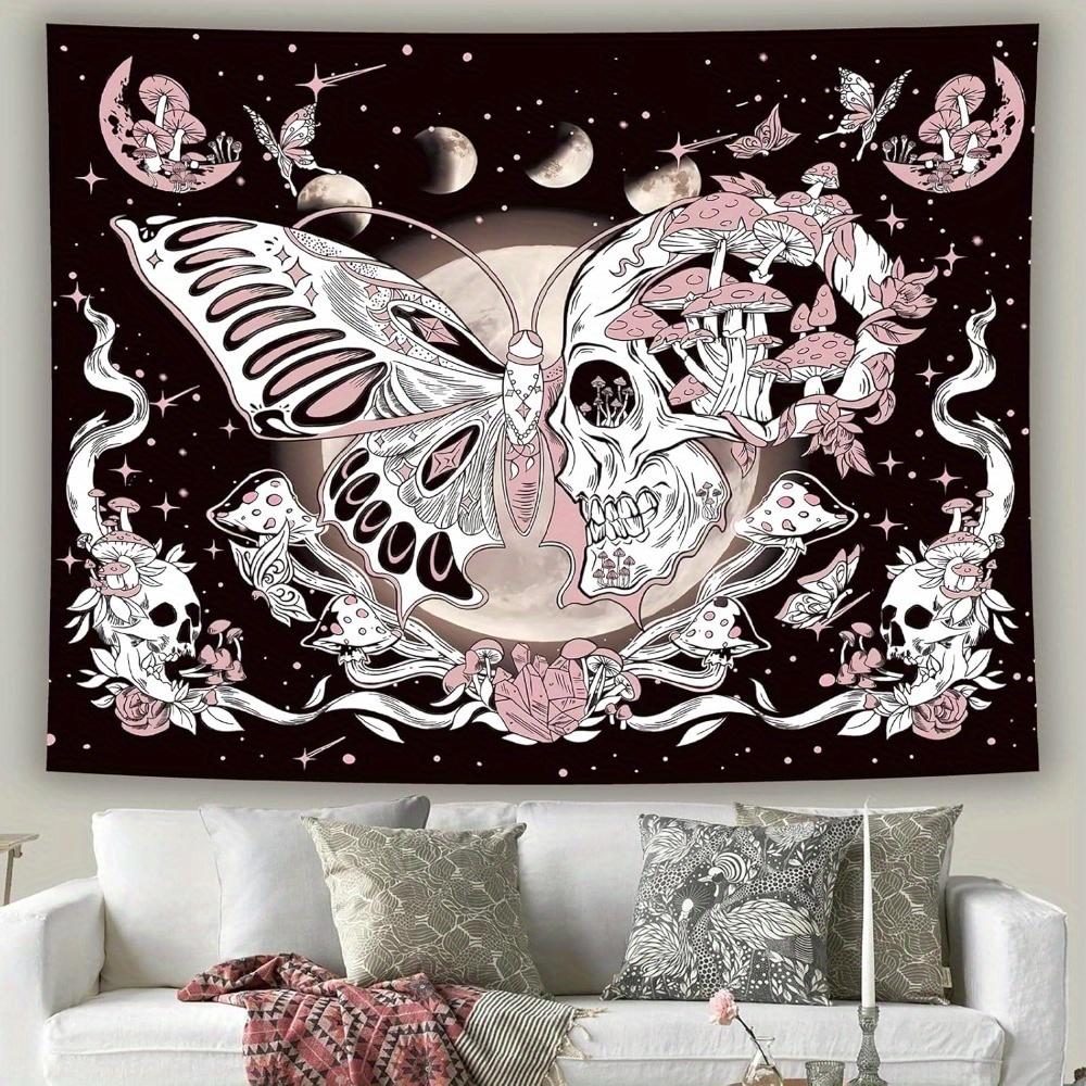 Horizontal tapestry available in three sizes Easter decoration Easter tapestry house decoration Wall decor Butterfly Skull 74x94cm(29x37in)