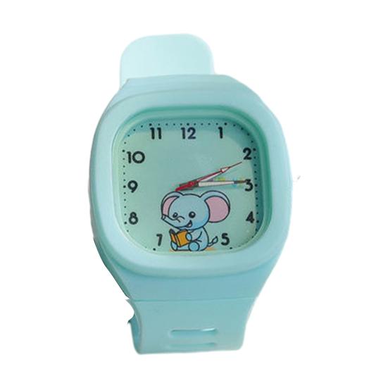 

Детские часы со слоном, студенческие часы с квадратным циферблатом, кварцевые наручные часы с регулируемым ремешком, подарок на день рождения светло-зеленый
