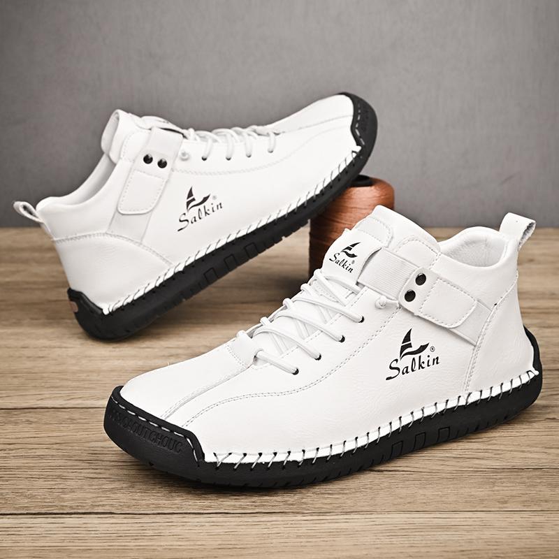 Handmade Leather Casual Men Shoes Design Sneakers Man Breathable Leather Shoes Men Ankle Boots Outdoor