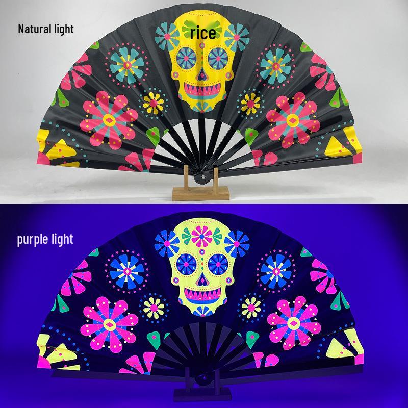 Leuchtender faltbarer Kung-Fu-Party-Fächer mit UV-fluoreszierender Leuchtkraft