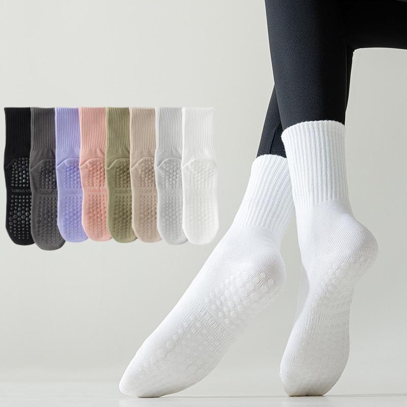

Solid Color Yoga Socks Professional Silicone Anti-slip Indoor Dance Sports Socks Women Cotton Breathable Floor Pilates Socks Sox
