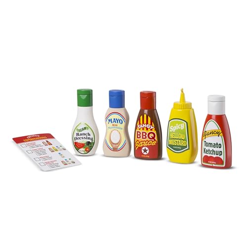 

Melissa & Doug Favorite Condiment Set [MD4317] - Educational Toy, Pretend Play Set, Ingredients, Sauces, Plastic, for Boys and Girls, Ages 3 and Up, B