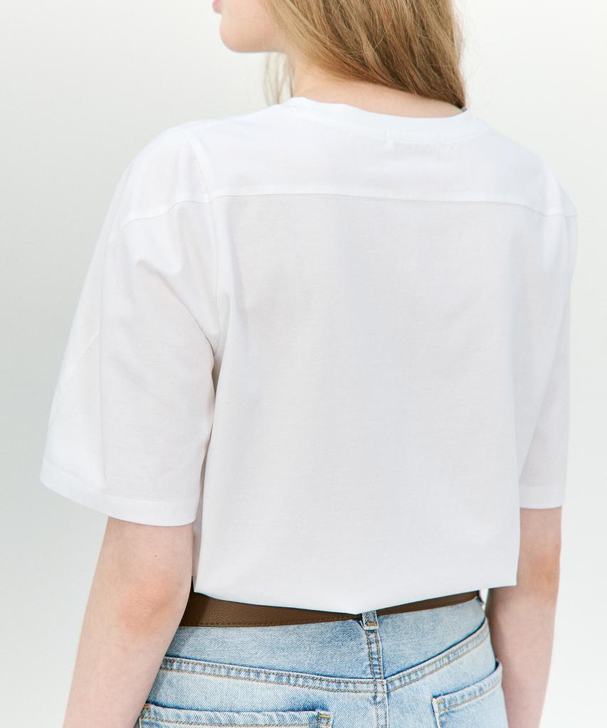 BASIC HOUSE Women'S Silket Sleeve Modulation Short Sleeve T-Shirt White Lzts3213