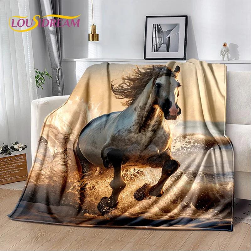 Horse Pentium Gallant Steed 3D Animal Blanket,Soft Throw Blanket for Home Bedroom Bed Sofa Picnic Travel Office Cover Child Gift