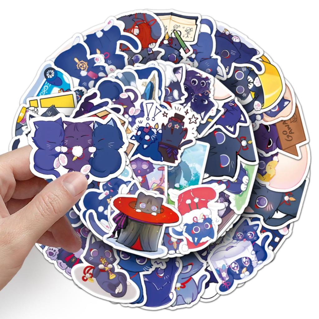 51 Cute Cat Graffiti Stickers: Genshin Impact Scaramouche Themed for Laptops