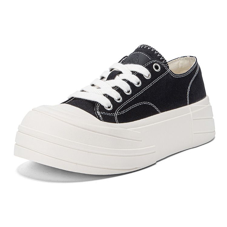 Kappa Thick Sole Height Increasing Retro Non-Slip Wear-Resistant Low-Top Skate Shoes Women sneaker Black K0E25CC30J-990