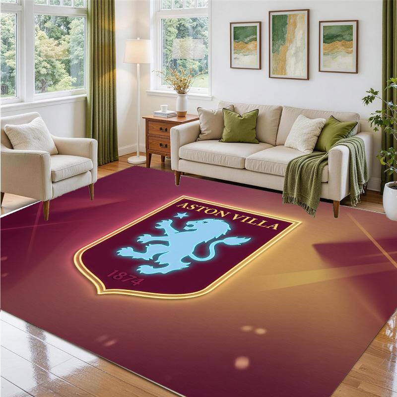 Aston Villa Futbol Tasarımlı Kristal Kadife Halı Yatak Odası Girişi İçin Yumuşak Dekoratif Mat