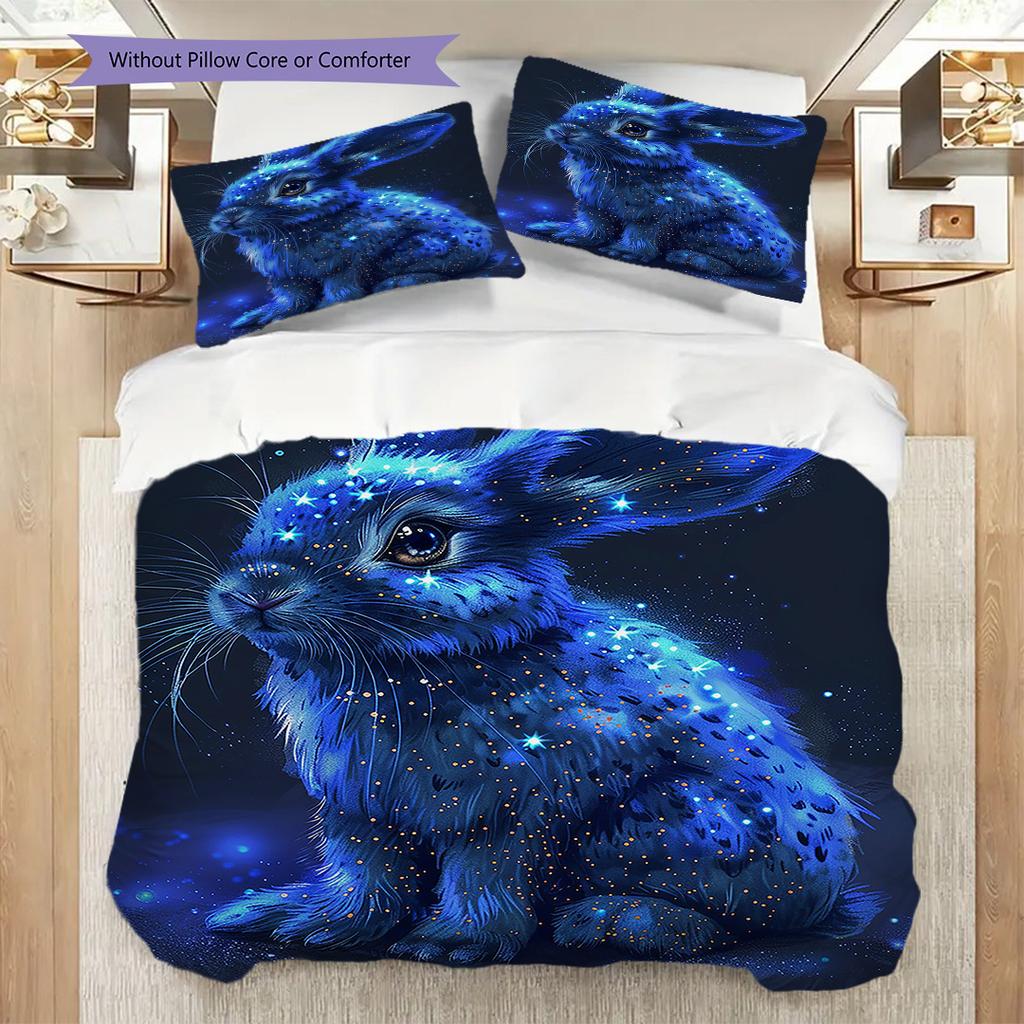 Rabbit Pattern Bedding Quilt Set Quilt Cover Pillowcase Home Decoration Birthday Gift (1 * duvet cover + 2 * pillowcase, without core)