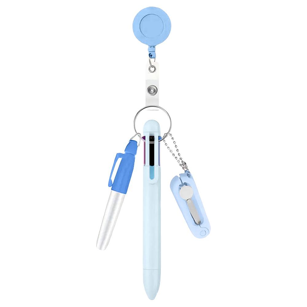 

Practical Retractable Nurse Pen Pack Portable Rotatable Nurse Badge Clip Keychain Student Badge Set Nursing Profession синий