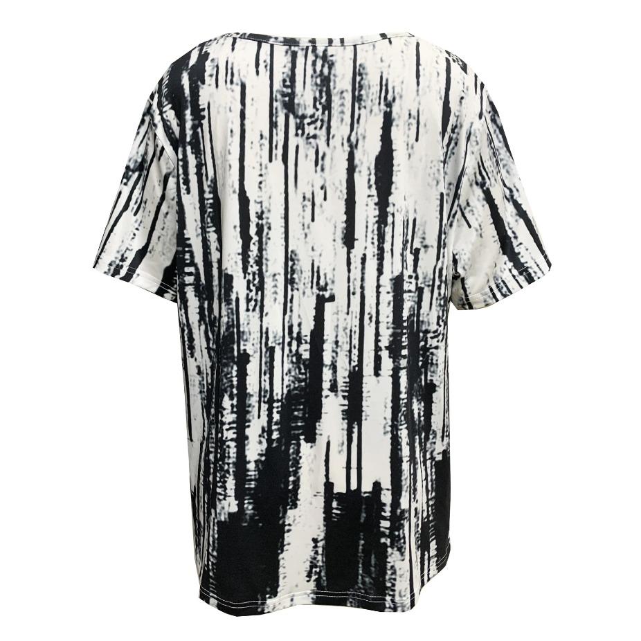 Vibrant Floral Print Short Sleeve V Neck T-Shirt - Women's Leisure T-Shirts for Spring & Summer - Comfortable,