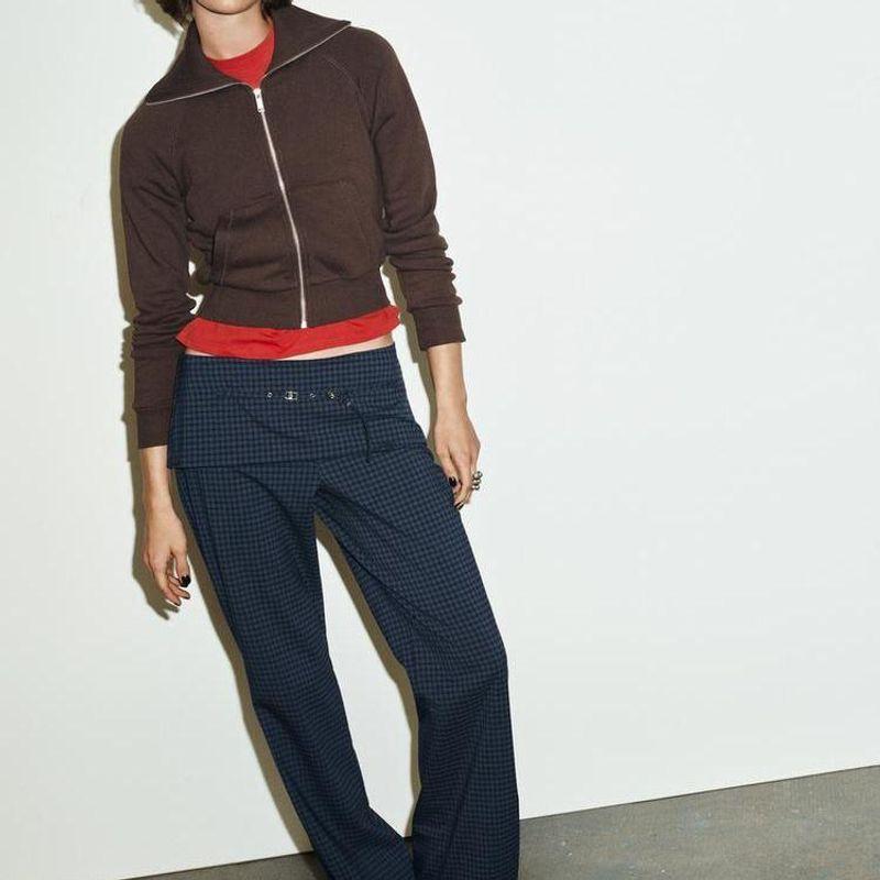 Za Foreign Trade New Women Clothes ZR Western Style Versitile Fashion Simple Plaid With Belt Trousers 2180508