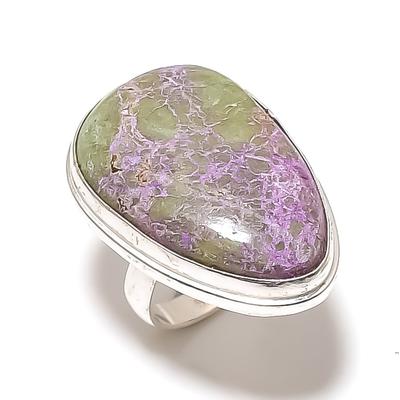 Bague en argent sterling 925 faite à la main avec pierre précieuse en purpurite naturelle, taille 9 j4H63