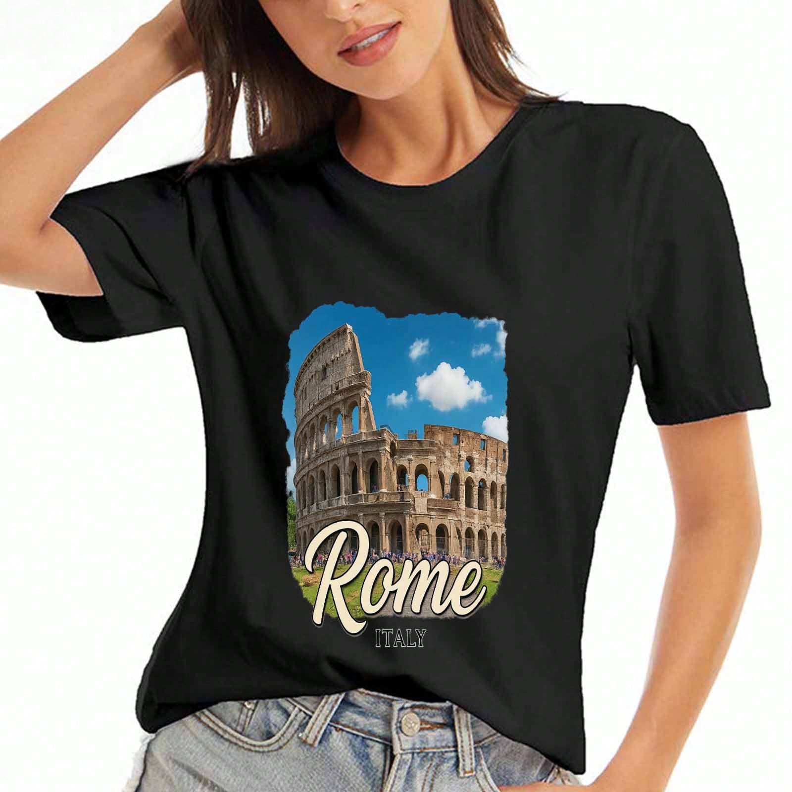 Rome Colosseum Italy Cotton T Shirt, Premium Cotton Quality Print, Durable, Casual And Fashionable, Stylish Colosseum Scenic Design, Italian Travel S S разноцветный