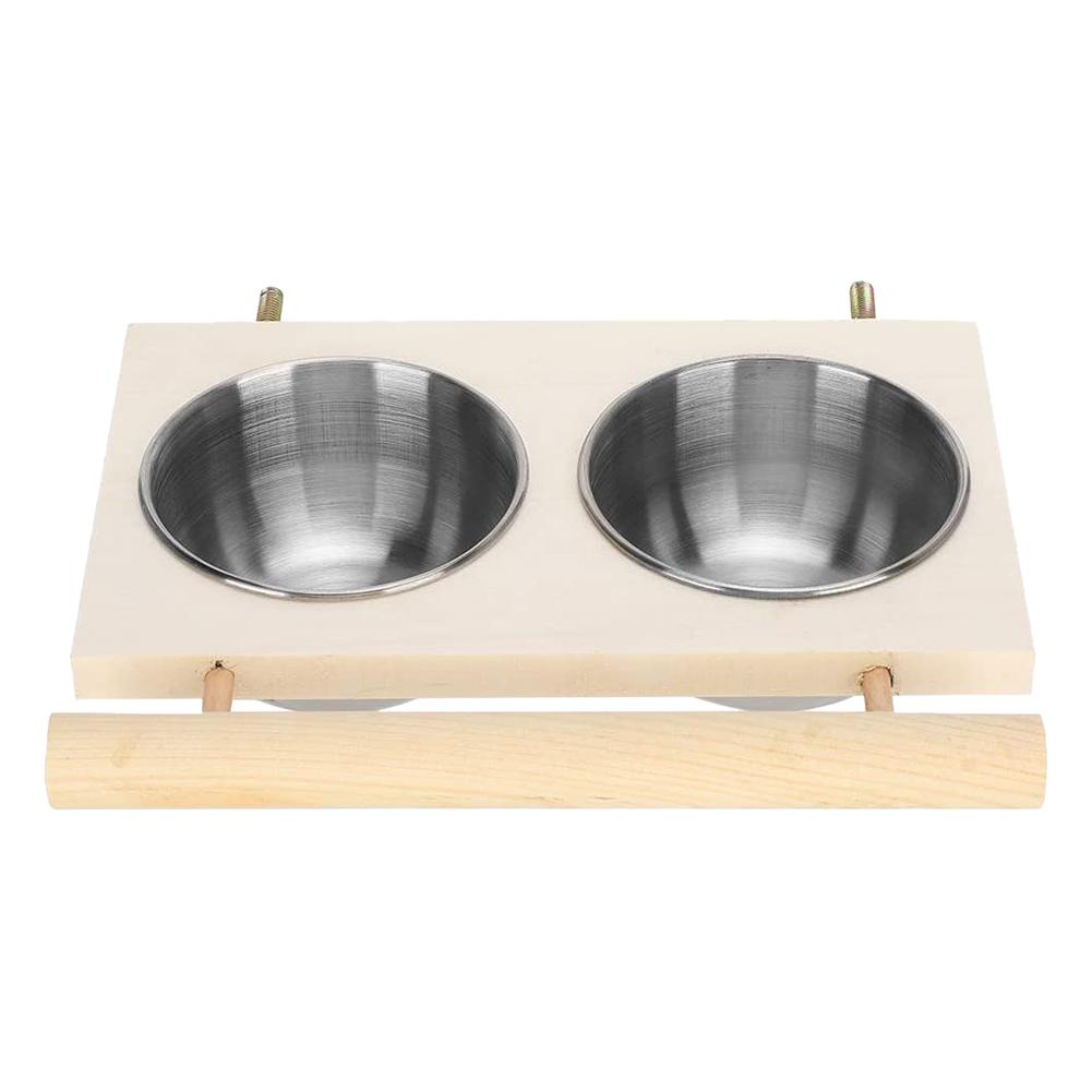 Bird Feeding Cutlery Cage Hanging Parrot Feeding Food Water Bowl Easy To Clean Stainless Steel Pet Food Box With Carrier
