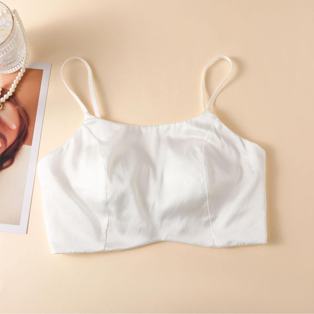 Soutien-gorge camisole sans bretelles en satin de soie mûrier sans armatures - Confortable, respirant et design élégant dans le dos pour femmes