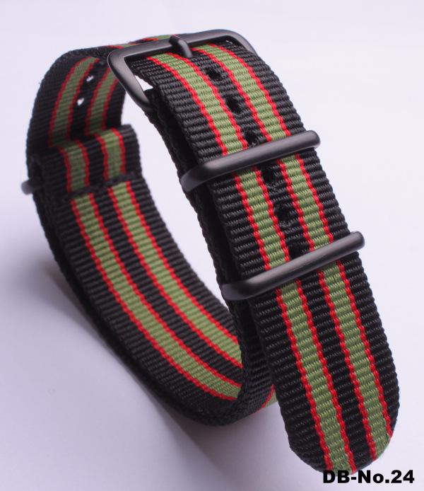 Black Nylon & Canvas Watch Strap with Vacuum-Plated Buckle