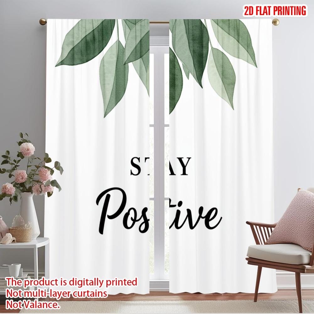 

2pcs 2D flat printing Window Drapes Stay Positive Leaf Polyester Without Electricity Party Decorations Use for General Festive 52.50×116.00 CM 2pcs