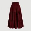 Gonna Estiva da Donna Stile Bohemien Elastica Vita Alta Coulisse Regolabile Gonna a Torta Linea ad A Colore Unito